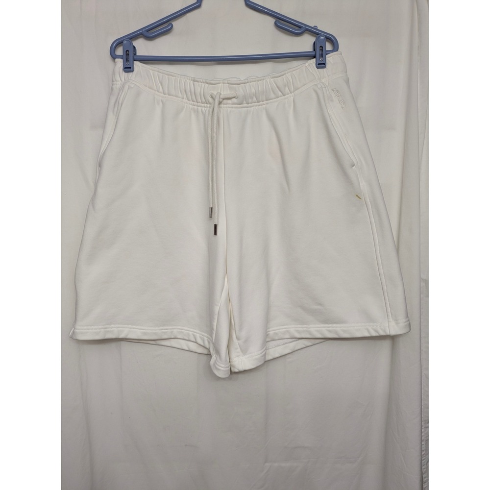 Athleta Coaster Luxe Shorts White High Rise Drawstring Sweat Shorts Large